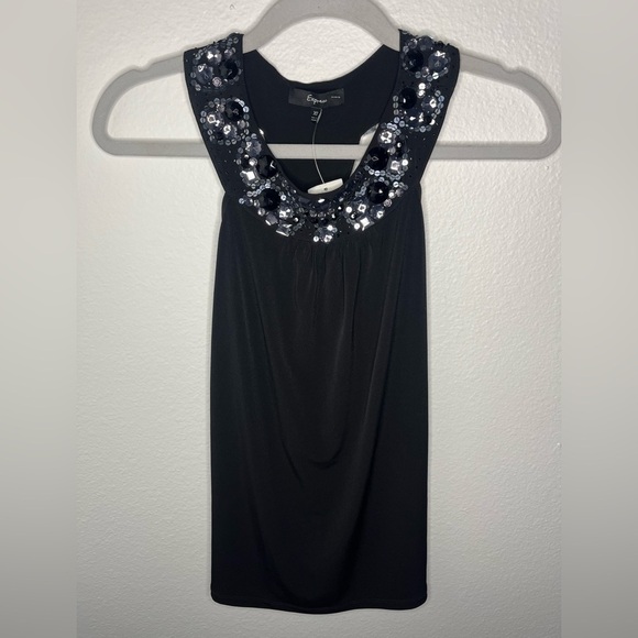 Express Black Embellished Halter Top XS NWT - Picture 1 of 6